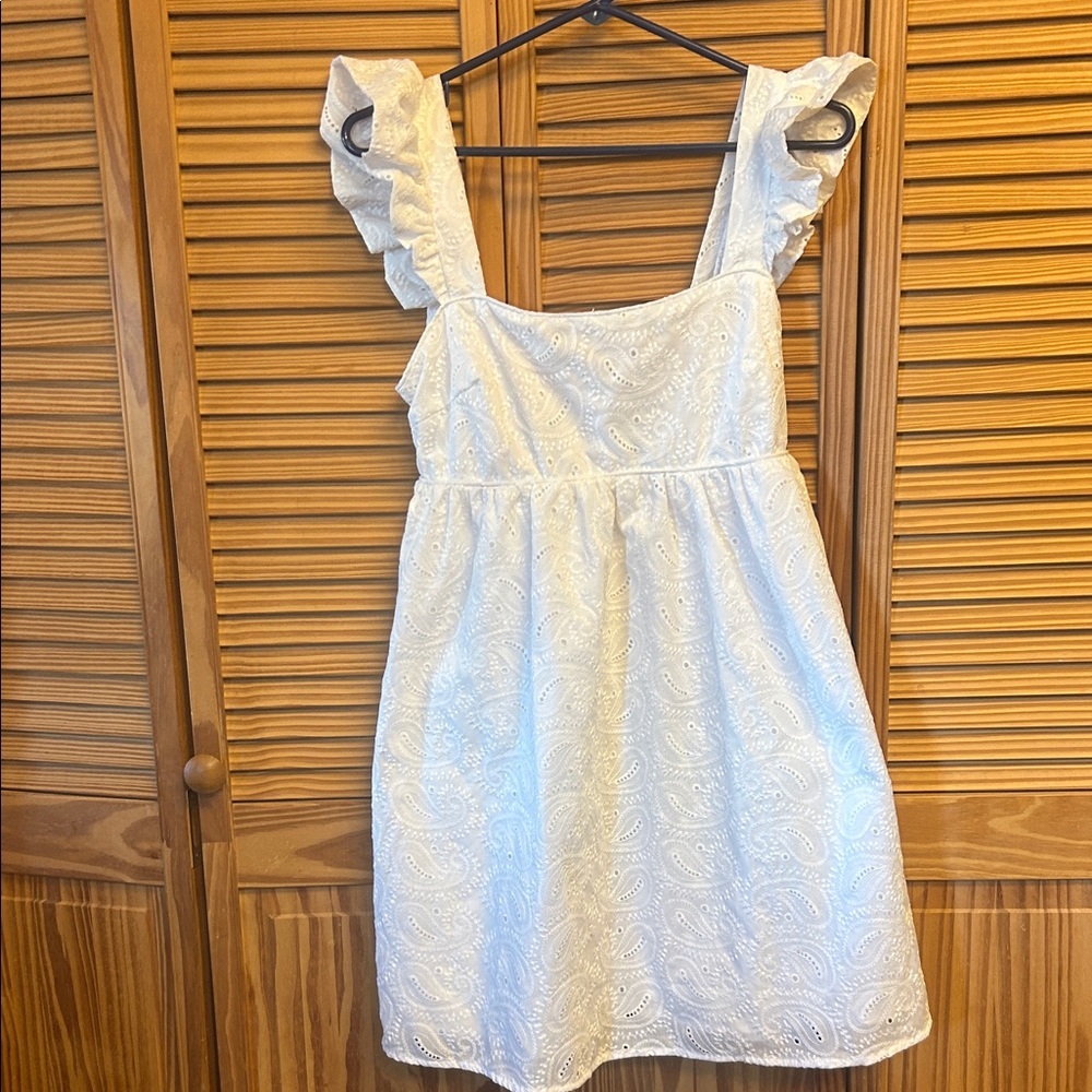 White Eyelet Sundress with Ruffle Straps